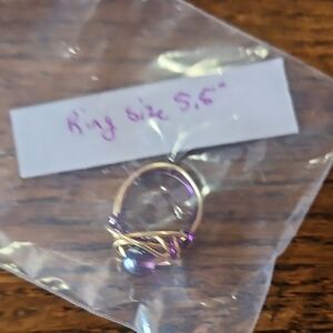 Handmade Elegant Purple and Gold Women's Ring